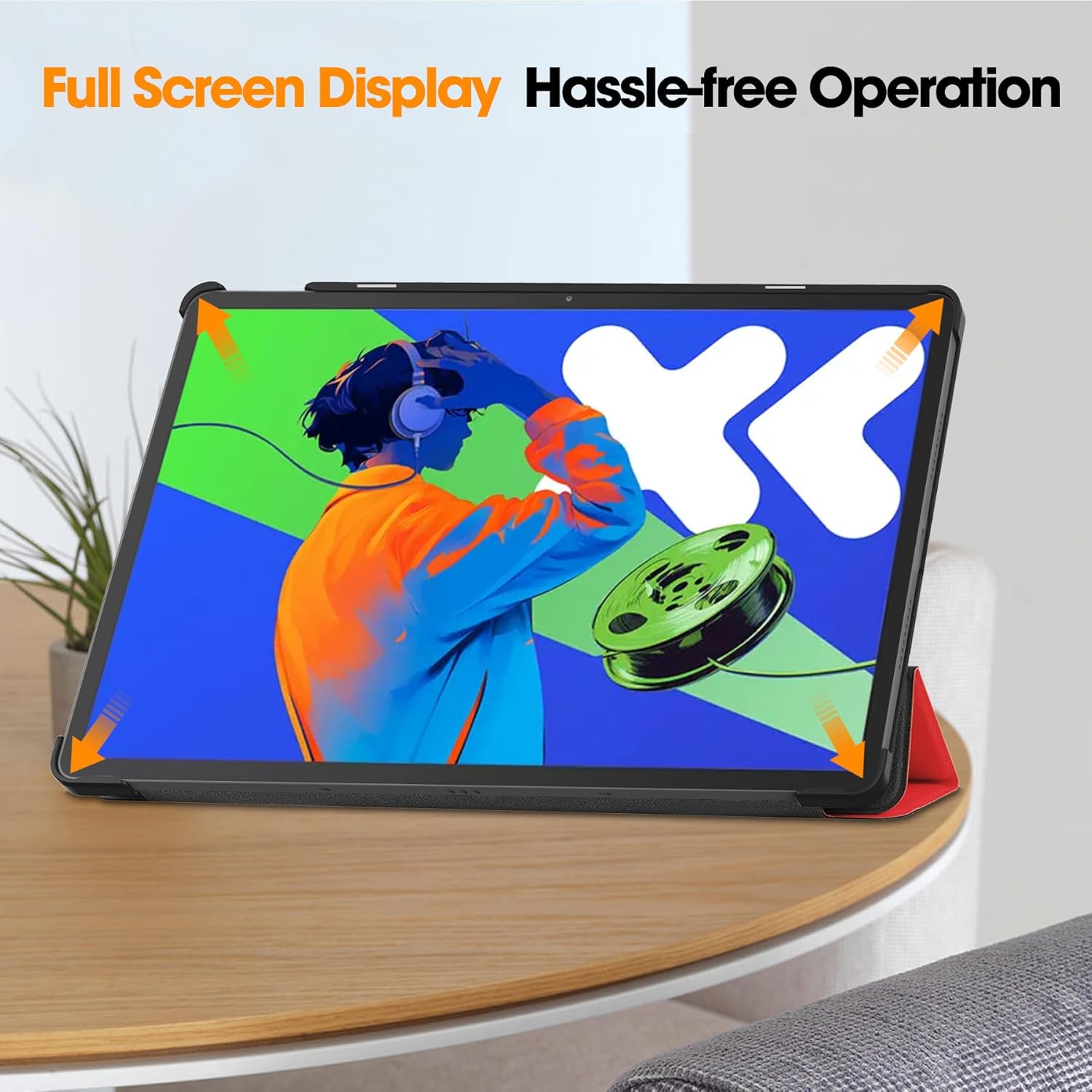 Husa tableta pentru, Lenovo Idea Tab Pro 12.7 inch 2025, TB-373FU/TB-373ZC/TB-375FC, Auto functie sleep/wake tip stand, Rosu