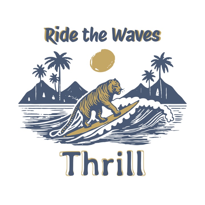 Sticker Ride the waves thrill, Autoadeziv, Cri-Flo, Marime 10 cm
