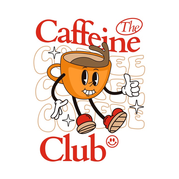 Sticker The caffeine club, Autoadeziv, Cri-Flo, Marime 10 cm