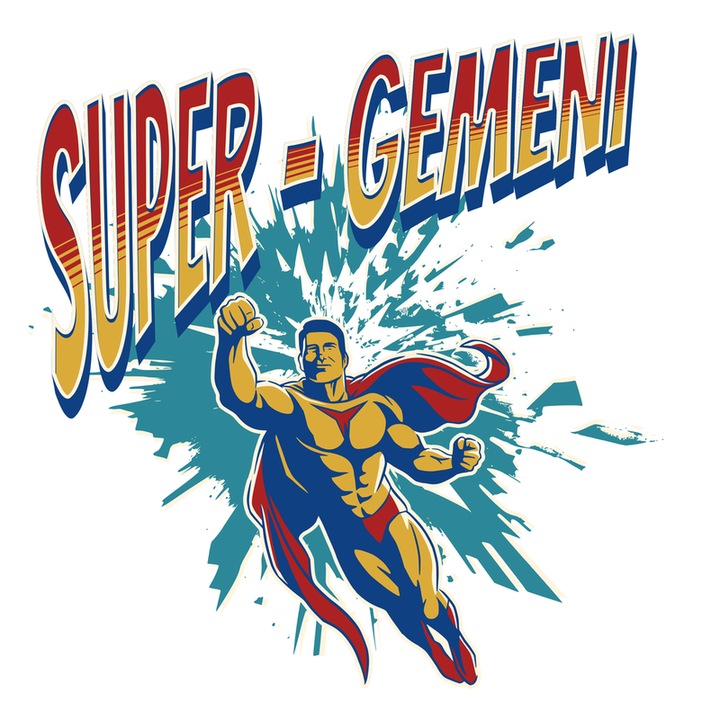 Sticker Super Gemeni, Autoadeziv, Cri-Flo, Marime 6 cm