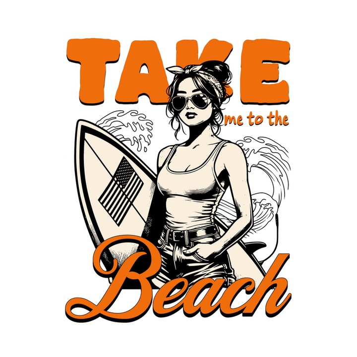 Sticker Take me to the beach, Autoadeziv, Cri-Flo, Marime 6 cm