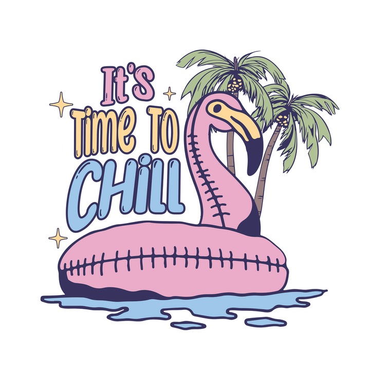 Sticker It s time to chill, Autoadeziv, Cri-Flo, Marime 6 cm