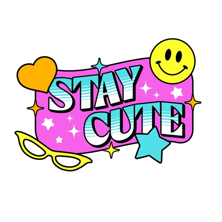 Sticker Stay cute, Autoadeziv, Cri-Flo, Marime 6 cm